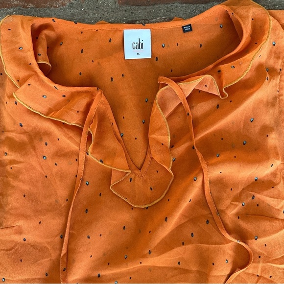CAbi Orange Sprinkle Size M Top Double Layer Chiffon Sleeveless V-Neck blouse - Picture 6 of 16